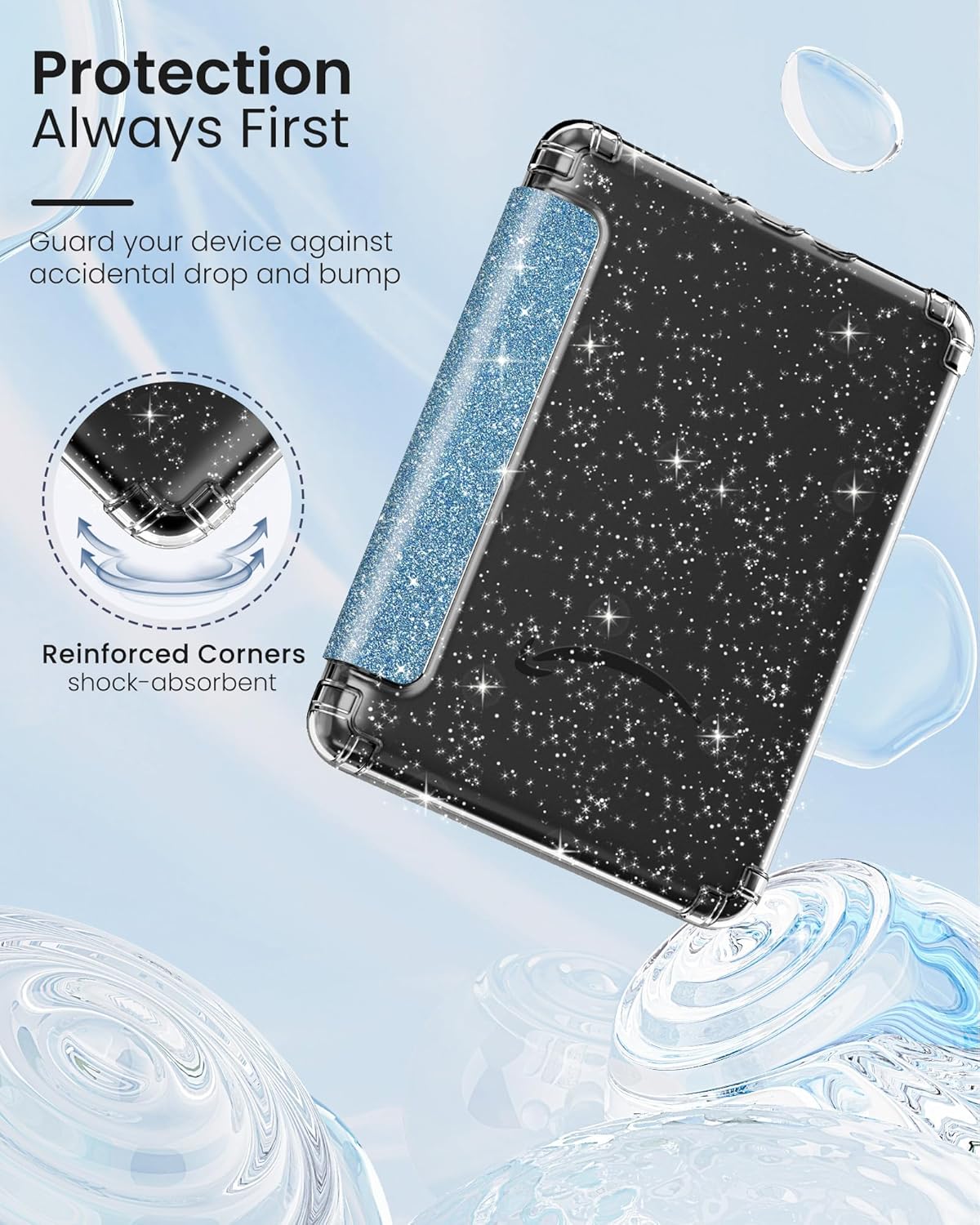 MoKo Case for All-New 7" Kindle Paperwhite 2024 12th Gen&Kindle Colorsoft Signature Edition 2024,Ultra Clear Soft Flexible Glitter TPU Back Cover Light Shell with Auto Wake/Sleep, Glitter Purple