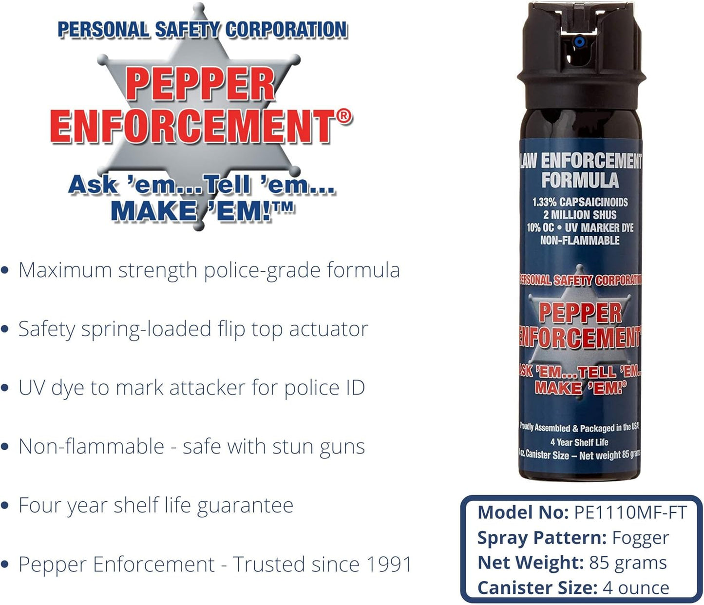 Fogger Pepper Spray for Self Defense - Maximum Strength 10% OC Fog Formula, Flip Top Safety Tactical Design, Personal Protection Devices
