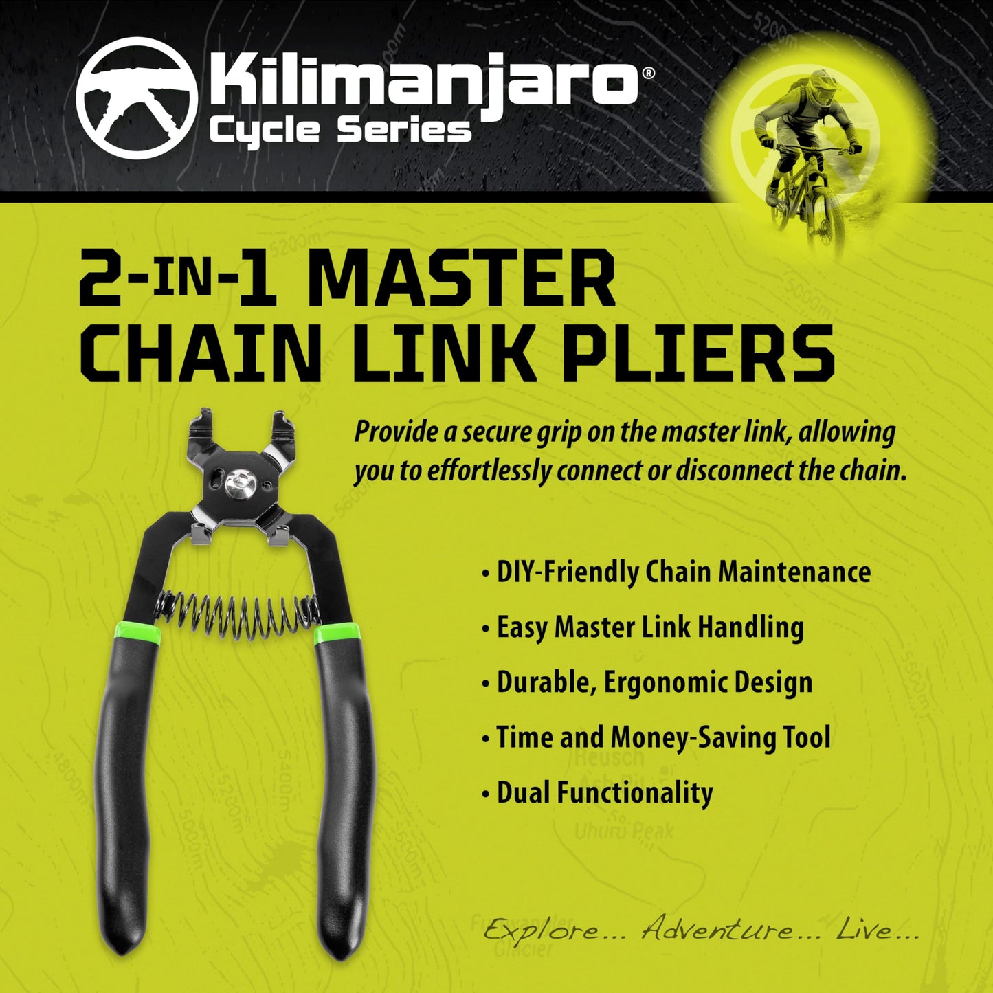 Kilimanjaro Cycle Series 2-in-1 Master Bike Chain Link Pliers, Compact and Lightweight Roadside Bicycle Repair - 910543ECE