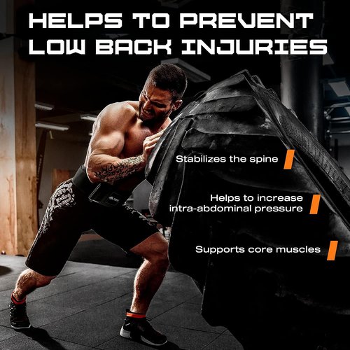 Flexi Muscles Quick Lock Weightlifting Belt - Adjustable Back Support with Metal Buckle - Ideal for Powerlifting, Cross Training, and Olympic Lifting - Durable Lifting Belt for Men & Women (Black, L)
