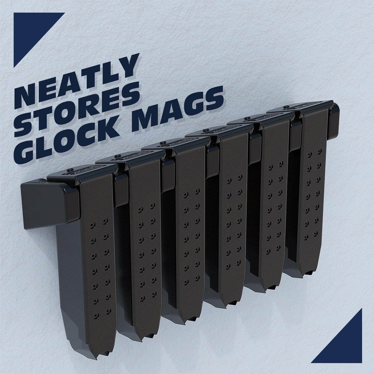 2Pack Magazine Mount for Glock 17 19 22 23 26 31 32 33 34 | Handgun Mag Holder Wall Mount Storage Rack | Mag Holder Display for Gun | Gun Magazine Holder Fit for Glock 17 Accessories (12 Slots)