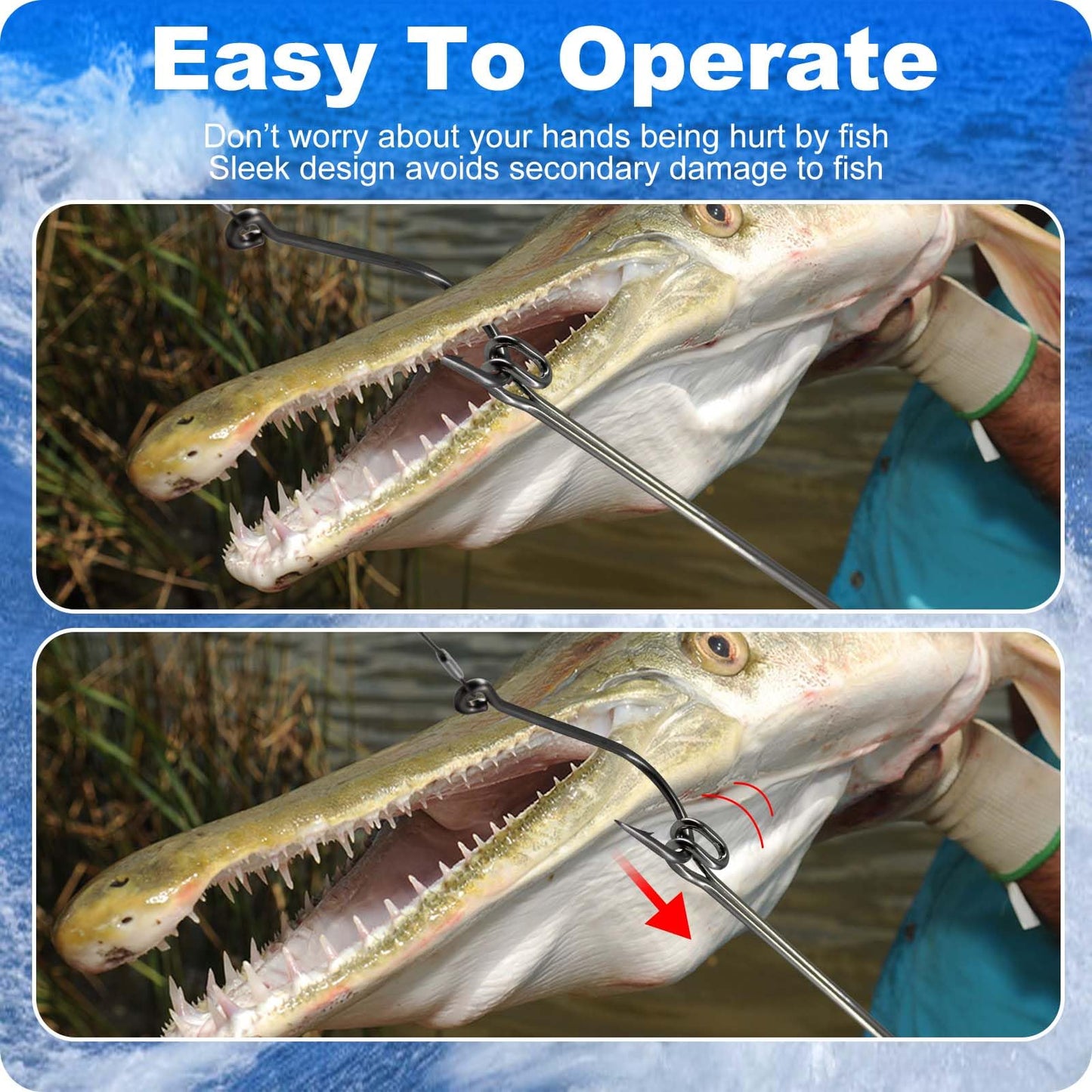 2 Pack Stainless Steel Fishing Hook Remover,Push/Pull Hook Remover,Dehooker Tool,Anti-Lost Saltwater Dehooker Tool Shark Hook Remover (17")