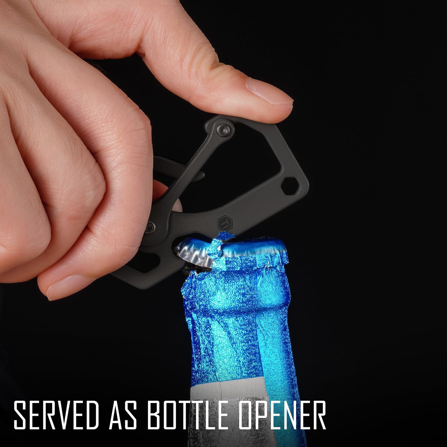 KeyUnity KU06BK Titanium Carabiner Keychain Tool, Bottle Opener with Screw Bit Driver for Everyday Carry