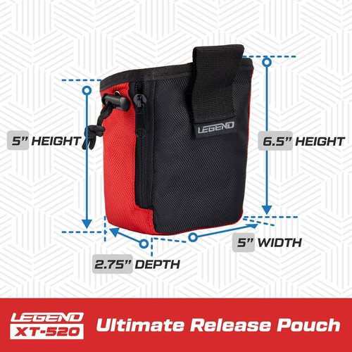 Legend XT520 Quick Release Pouch & Finger Tab Bag | Interior Divider for Better Organization & Storage of Release Aids | Attaches to Standard 2" Belt | Quick Drawstring Closure