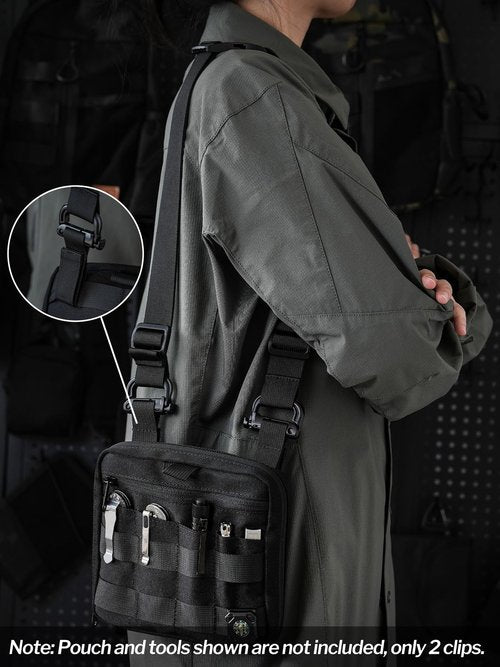 VIPERADE VAB3 2-Pack Tactical Molle D-Ring, Molle Belt Clip Key Buckle, Tactical Nylon Webbing Buckle for Molle Bags, Webbing Attachment Strap, Backpack Accessories (Black)
