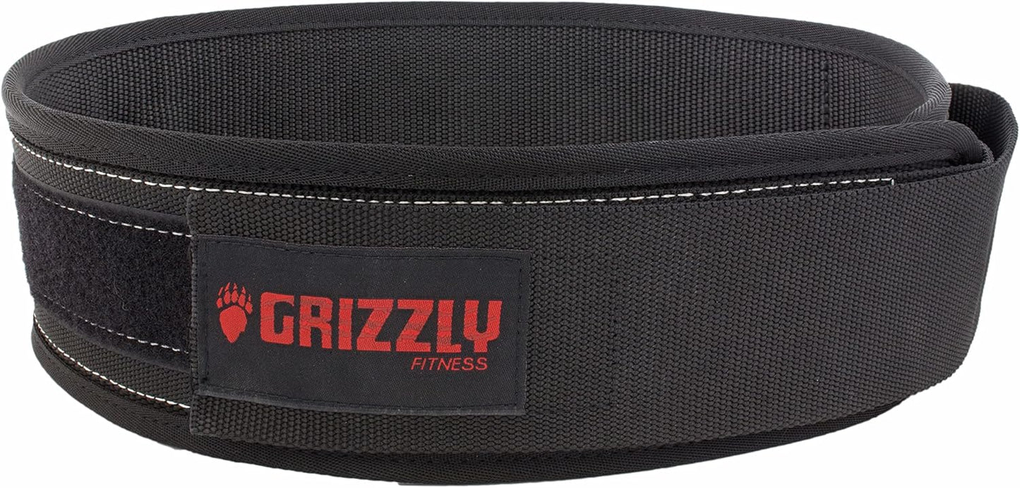 Grizzly Fitness 4" Bearhugger Nylon Weightlifting Belt | Intended for Lightweight Training | Polypropylene Sling Fabric With Military Web | Hook & Loop Closure | Roller Buckle