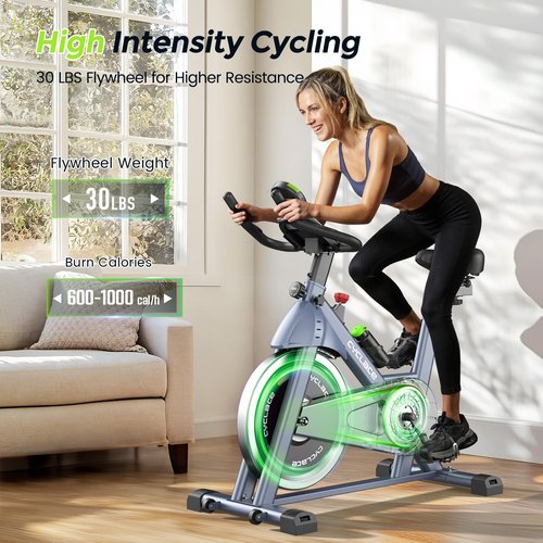 Cyclace Exercise Bike, Magnetic Stationary Bike for Home, Low Noise Cardio Indoor Cycling Bike with App Compatible, 300LBs Weight Capacity & Tablet Mount