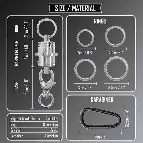 EDO GOT Magnetic Keychain with Key Rings and Carabiner - Key Chain Accessories Key Holder - Magnetic Quick Release Kaychain Connector - 3Kg Pull-force …