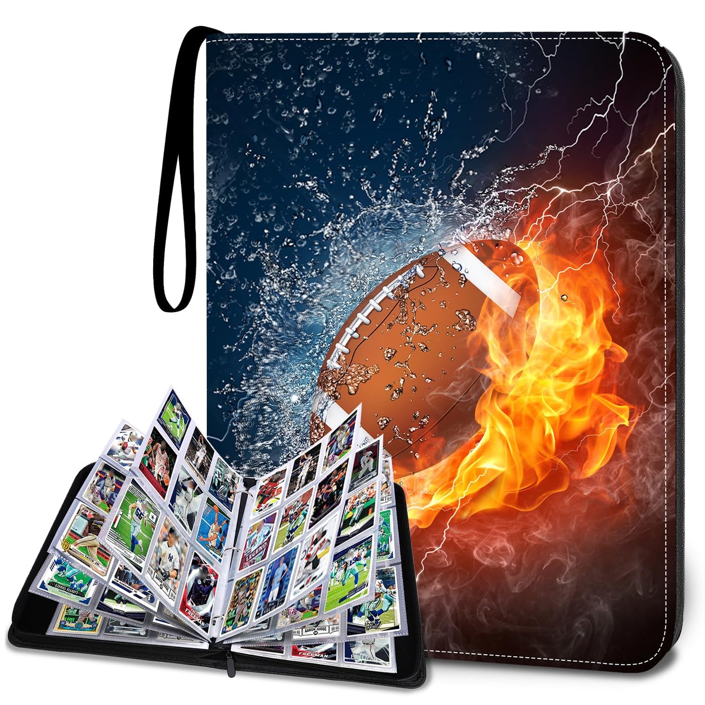 HESPLUS Football Card Binder Compatible with Football Card, Baseball Card, Trading Card, MTG and Other TCG, Fits 900 Cards with 50 Removable Pages, Card Holder Collector for Standard Size Card