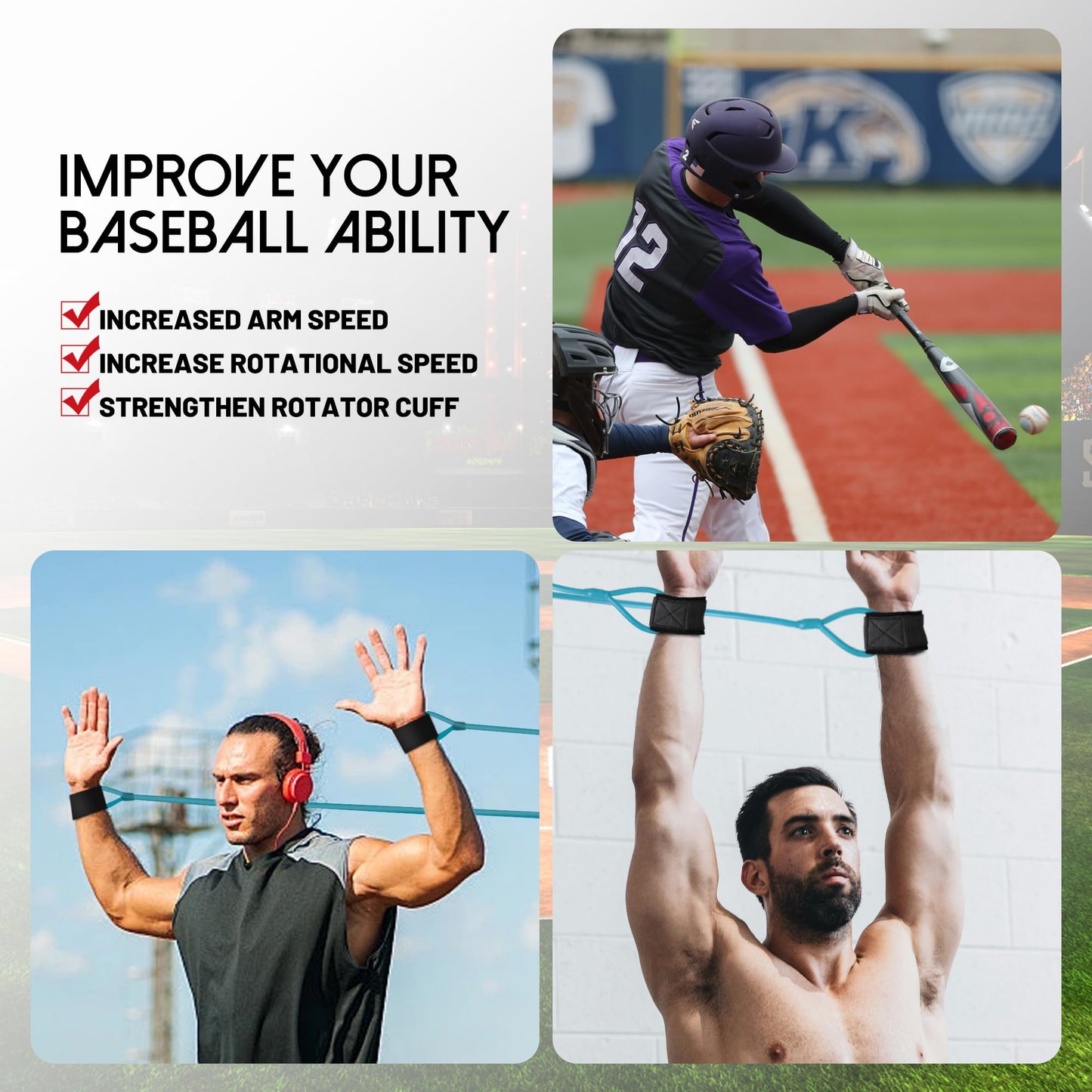10LB Baseball Softball Resistance Training Bands, Arm Strength, Pitching and Conditioning Equipment for Kids