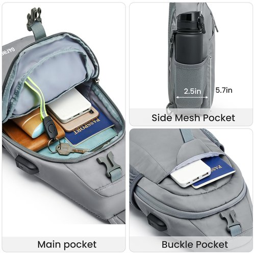 G4Free Sling Bags Men Shoulder Backpack and Crossbody Sling Backpack with USB Charging Port