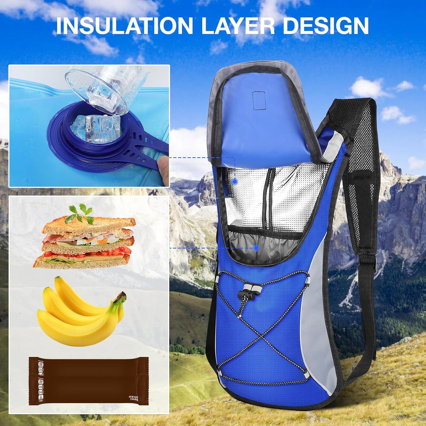 KUYOU Running Hydration Vest - Lightweight Insulated Hydration Backpack with 2L Water Bladder, Adjustable Chest Straps and Reflective Water Backpack for Trail Running Marathon Race Hiking Cycling