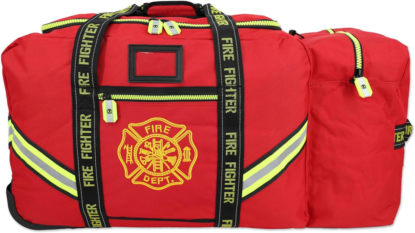 Lightning X Fireman's Value Edition XL Firefighter Step-In Turnout Gear Bag w/Wheels, Helmet Pocket & Maltese Cross for First Responder