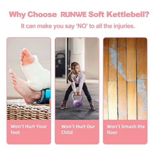 RUNWE Soft Kettlebell - Iron Sand Filled Shock-Proof Hand Weights, Strength Training Kettlebells 20lb Optional for Women Men or Children of Different Levels