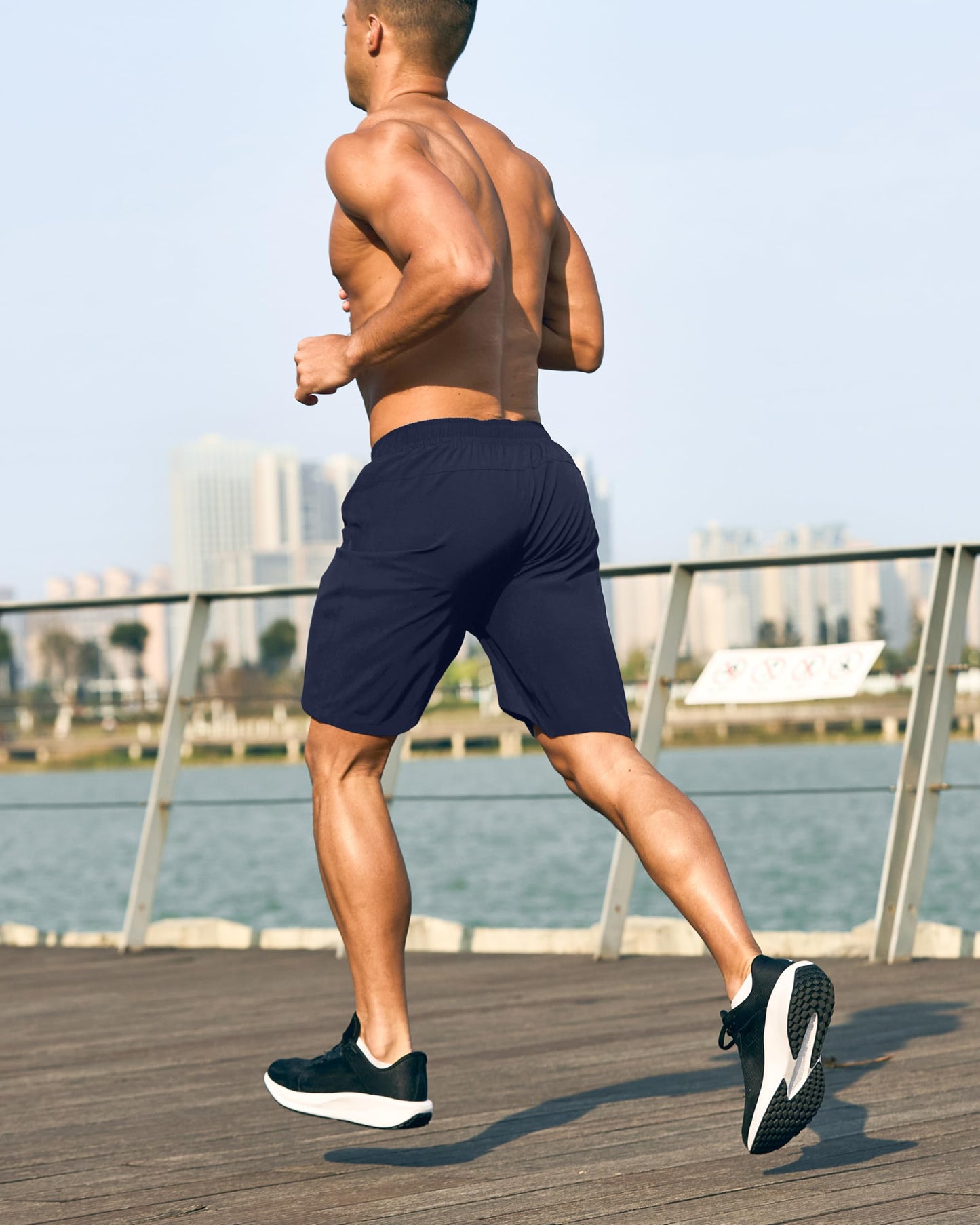G Gradual Men's Athletic Running Shorts with Zipper Pockets Quick Dry 7"/ 5"/ 9" Workout Gym Shorts for Basketball Hiking(Navy,9M)