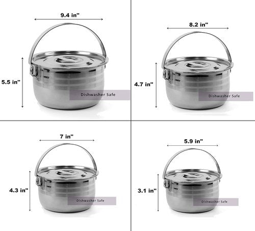 Camping Cookware Set - Compact Stainless Steel Campfire Cooking Pots and Pans | Combo Kit with Travel Tote Bag | Rugged Outdoor Cook Set for Hiking | Barbecues | Beach