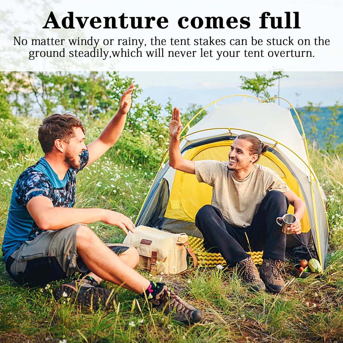 12 Pack Tent Stakes Heavy Duty, Metal Tent Stakes, Black Camping Stakes, Steel Tent Spikes, Canopy Stakes, Tent Pegs for Car Camping, Yard Decoration, Tarp, Shade Tent, Picnic