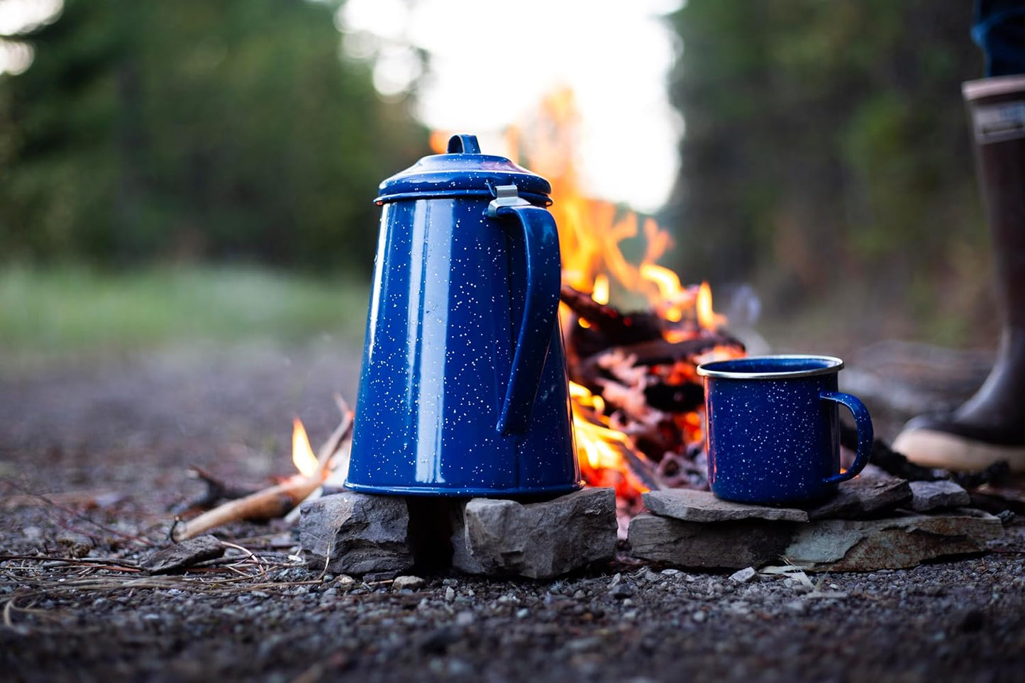 GSI Outdoors Enamel Coffee Pot to Store Hot Coffee, Tea for Camping & Farmhouse - 8 Cup