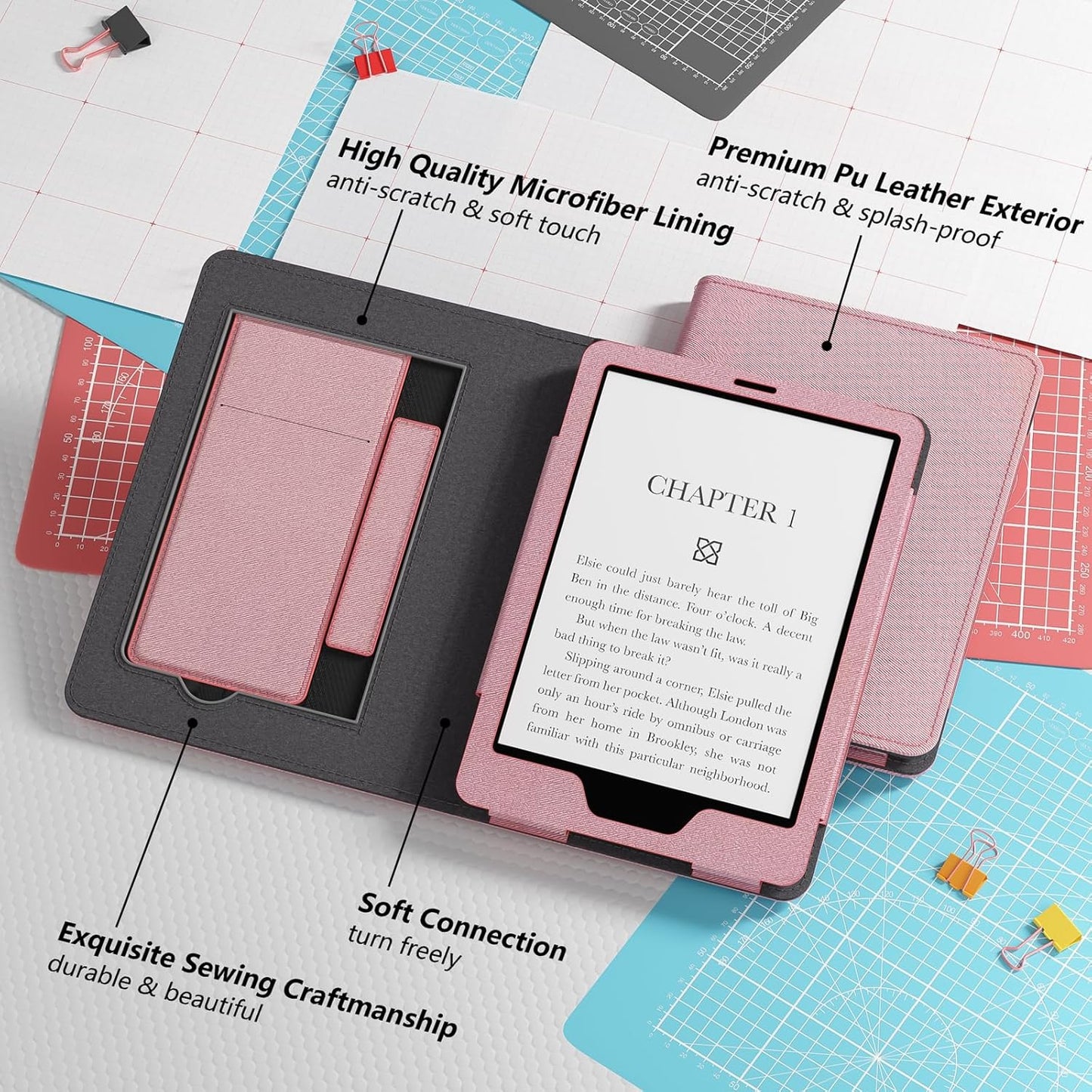 Lainergie Ebook Case with Stand and Hand Strap,Incompatible Alcatel TCL, Light Purple