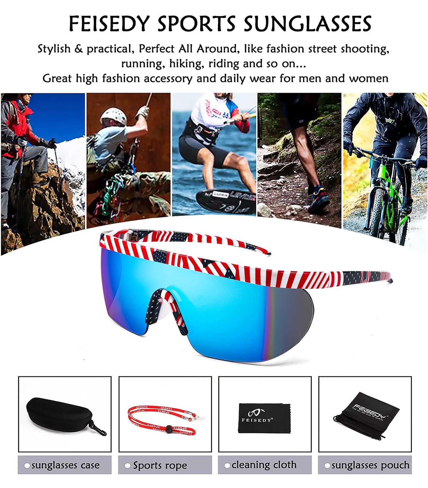 FEISEDY Oversized Mirror Shield Sport 80s Sunglasses Ski Goggles Flat Top One Piece Futuristic Visor Women Men B2522