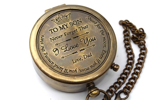 to My Son, I Love You – Personalized Sundial Compass with Case, Pocket Compass Gift for Son, Mom & Dad to Son Gift, Grandson Gift, Special Love Message – Unique Keepsake for Son