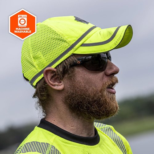 Ergodyne mens High Visibility, Reflective Hat Cap, Lime, One Size US