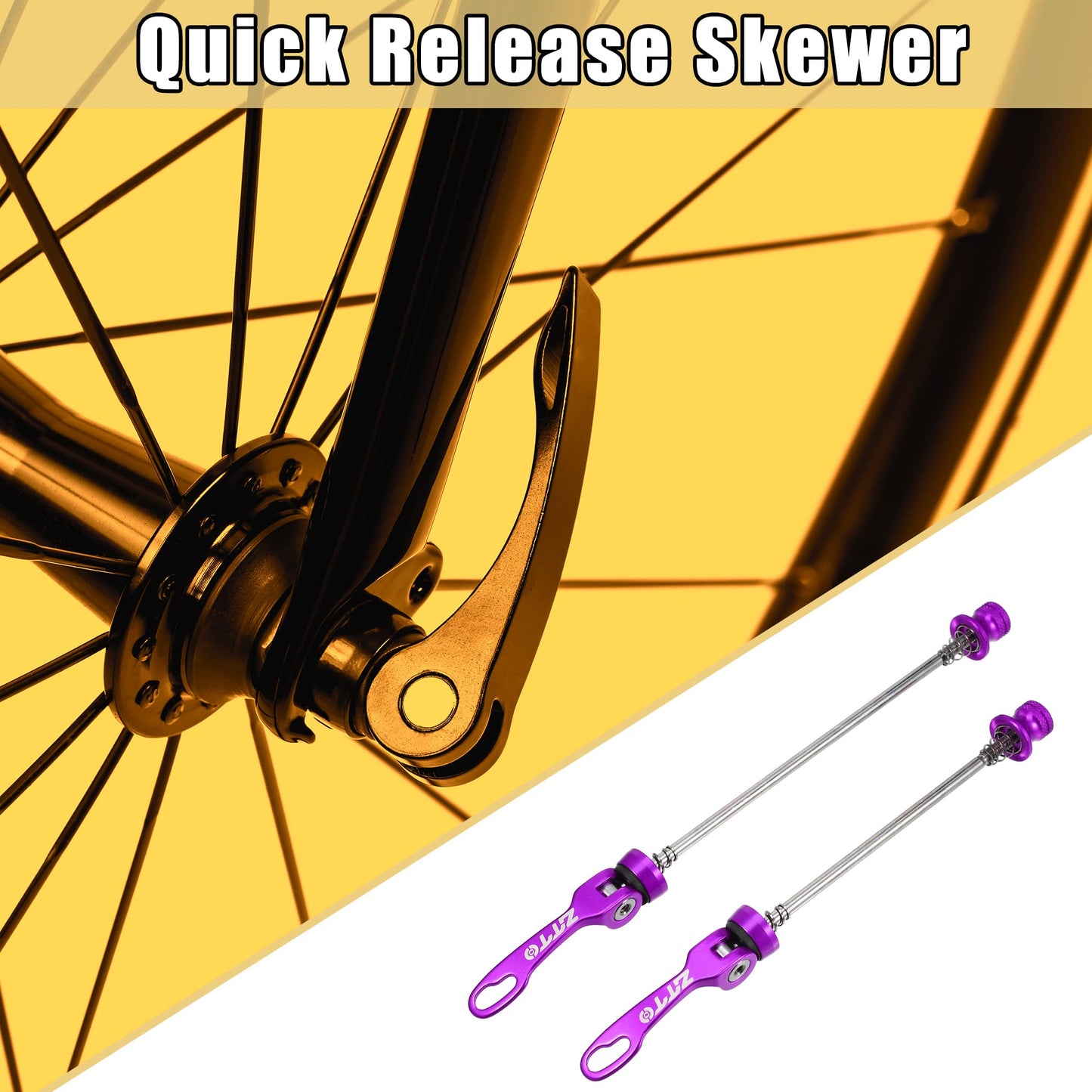 X AUTOHAUX 2 Pcs Bike Bicycle Quick Release Axles Skewers Lever Front Rear Bike Axle Wheel Hub 15cm 5.91" 18.5cm 7.28" Purple for MTB Moutain Road Bike