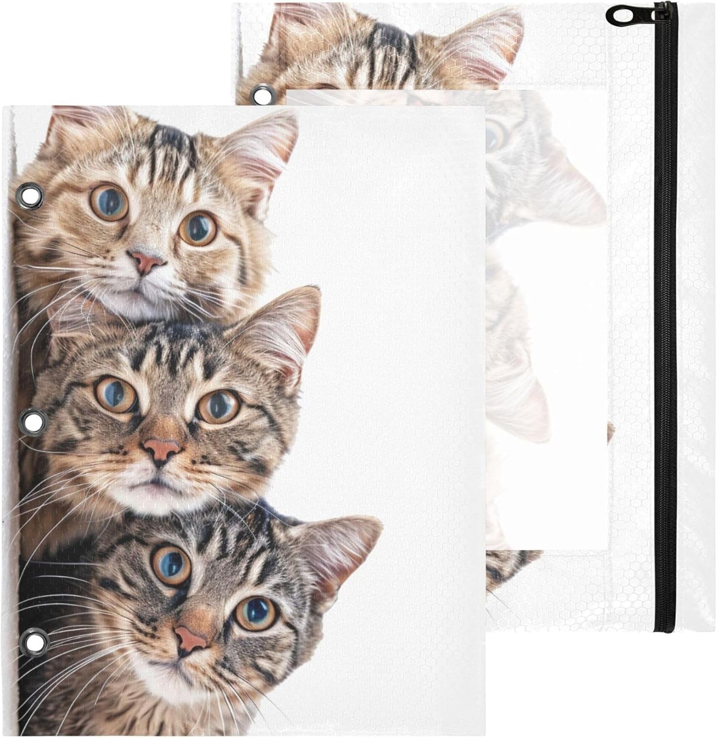 Largemouth Bass Fish 2 Pack 3 Ring Binder Pocket A4 Size Binder Pouches Clear PVC Loose Leaf Folder Sleeves Storage Bags for Files, Documents