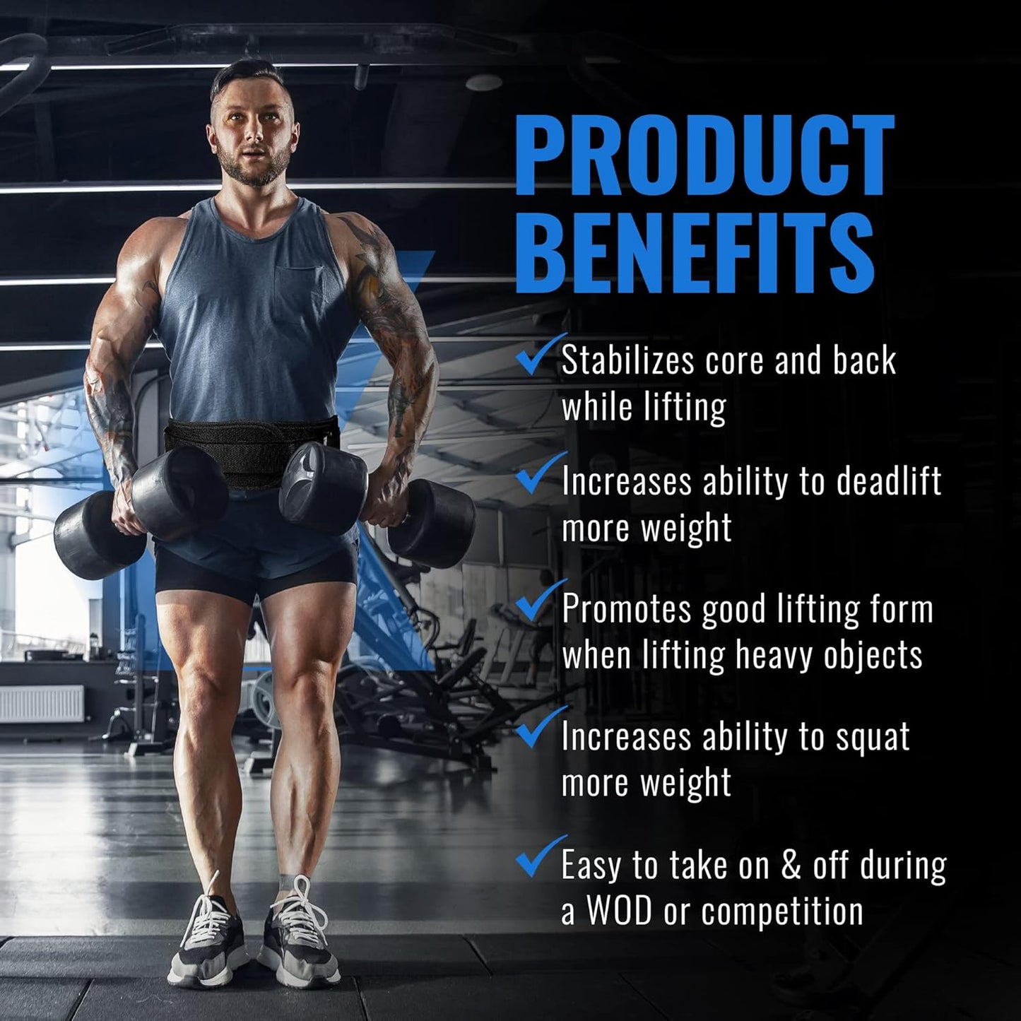 Weight Lifting Belt for Men and Women, 6 Inch, Bodybuilding & Fitness Back Support for Cross Training Workout, Squats, Lunges
