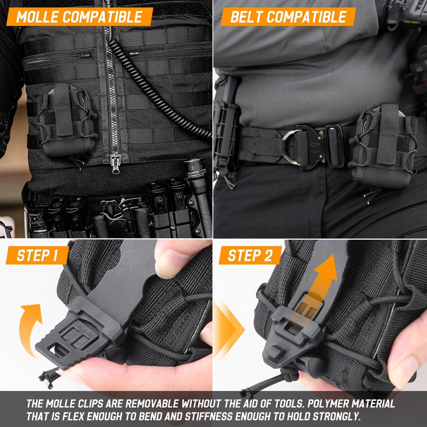 Molle Handcuff Holster, Handcuff Pouch for Duty Belt/Police Vest, Handcuffs Case Fit Asp/Hinged/Chain/Folding Rigid Handcuffs, Quick Release Cuff Holder