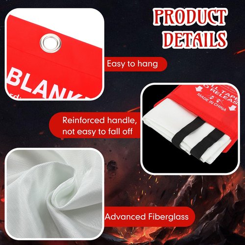 Saysurey 8 Pack Fire Blanket Fiberglass Fire Emergency Blanket 59 x 59 Inch Flame Retardant Fire Suppression Blanket Fireproof Emergency Survival Fire Blanket for Home Kitchen Car Office Warehouse