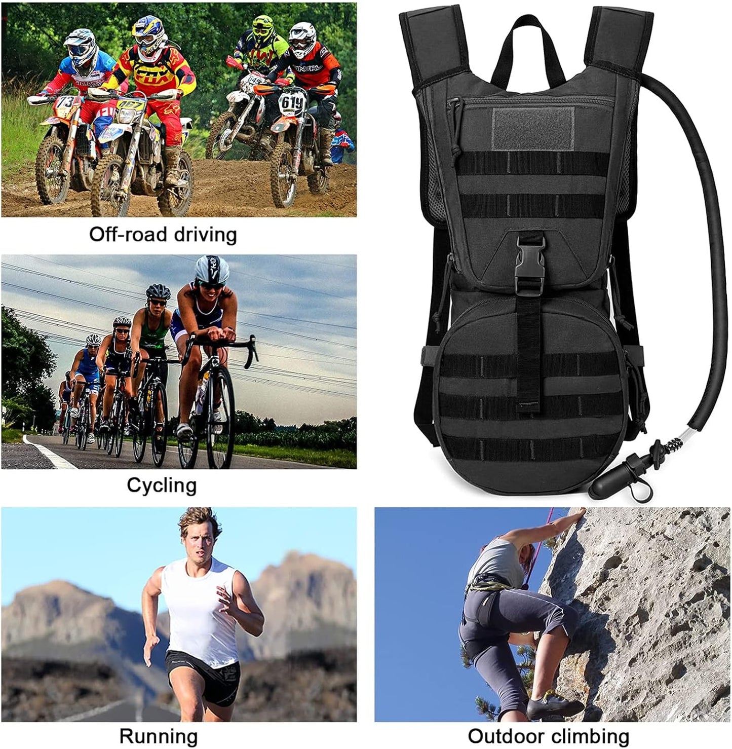 G4Free Military Tactical Hydration Pack Water Backpack with 3L Upgraded Bladder for Hiking Running Cycling