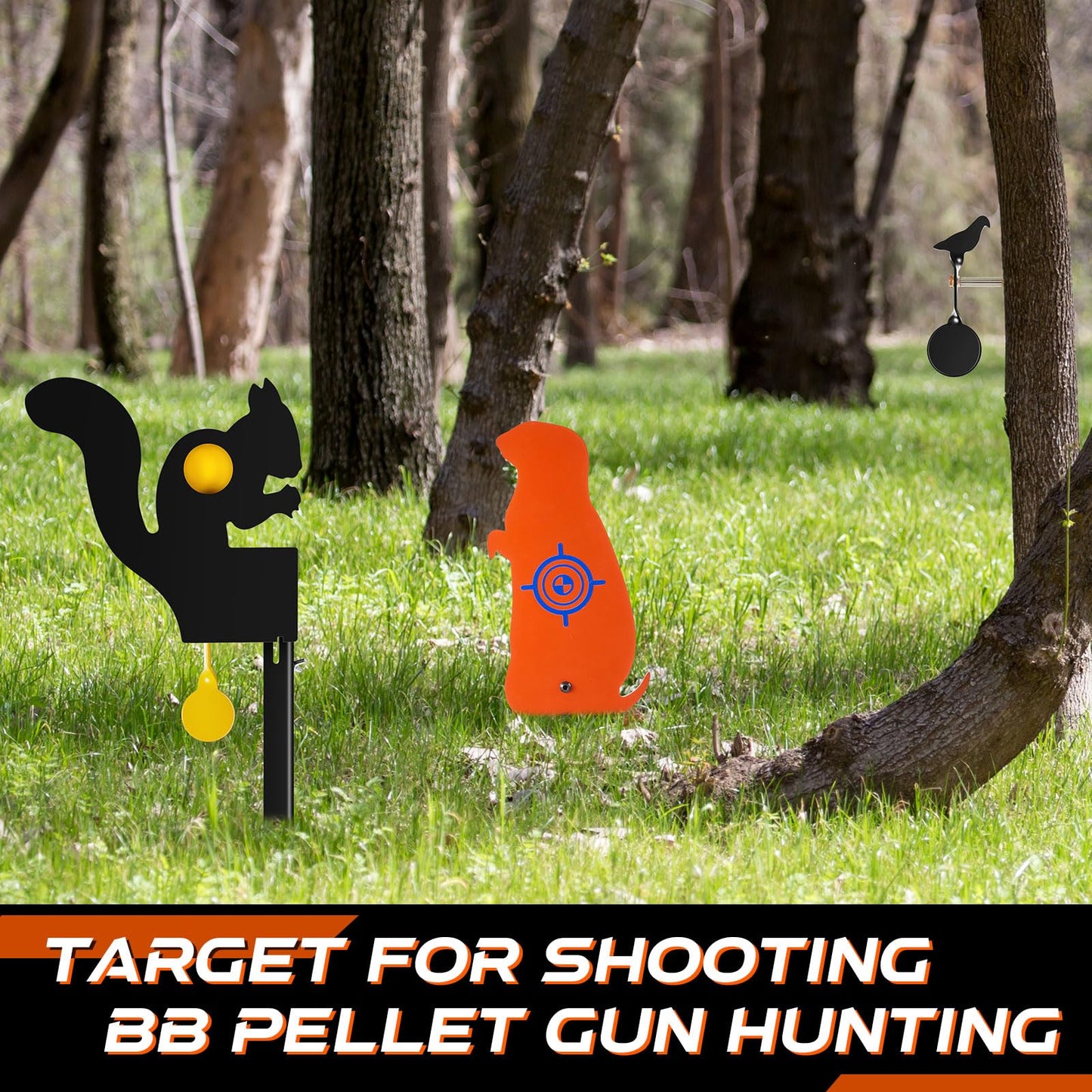 Leyndo 3 Pcs Metal Animal Targets Metal Squirrel Reset Target Outdoors Prairie Popper Pop-Up Steel Target, Bird Slingshot Target for Animal Training Target Rifle Pellet Accessories
