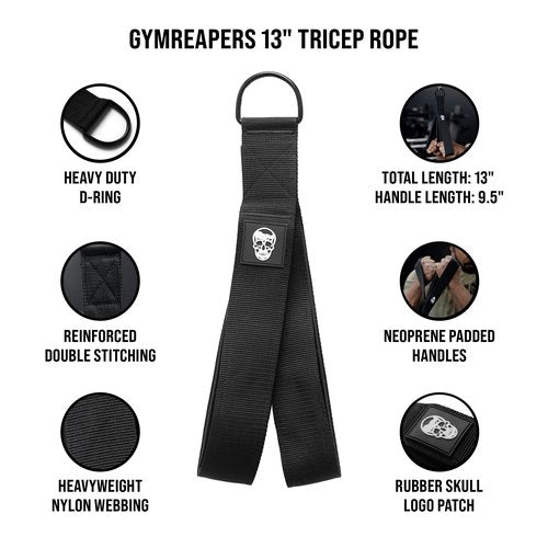 Gymreapers Tricep Rope Cable Attachment - Multi-Workout Tricep Pull Down Cable Attachment - Perfect Gym Cable Machine Attachment