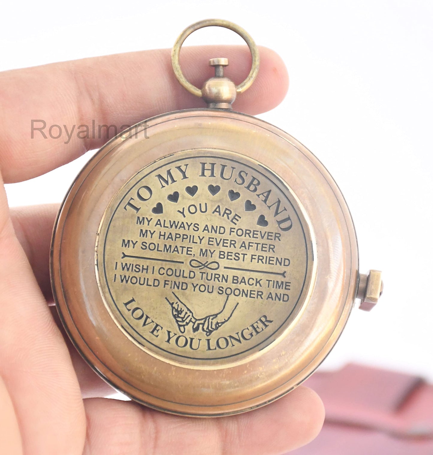 Royalmart Compass to My Husband Compass Wedding Gift for Him Long Distance Boyfriend Gift Fiance Gift Inspirational Gift for Men