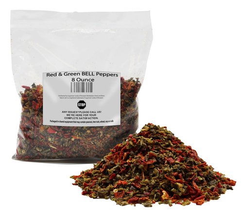Red & Green BELL Peppers 8 Ounce Bulk Bag-Heat Sealed to Maintain Freshness-Crushed & Dried Spice Seasoning