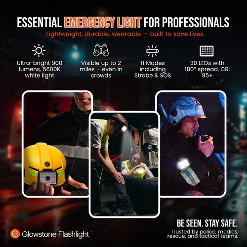 Glowstone LED Flashlights High Lumens 900lm/5600K Output – Powerful Small Flashlight, Rechargeable Portable Durable Torch, IP69K Waterproof, Drop-Proof 5m, Outdoor Camping Emergency Use - No Charger