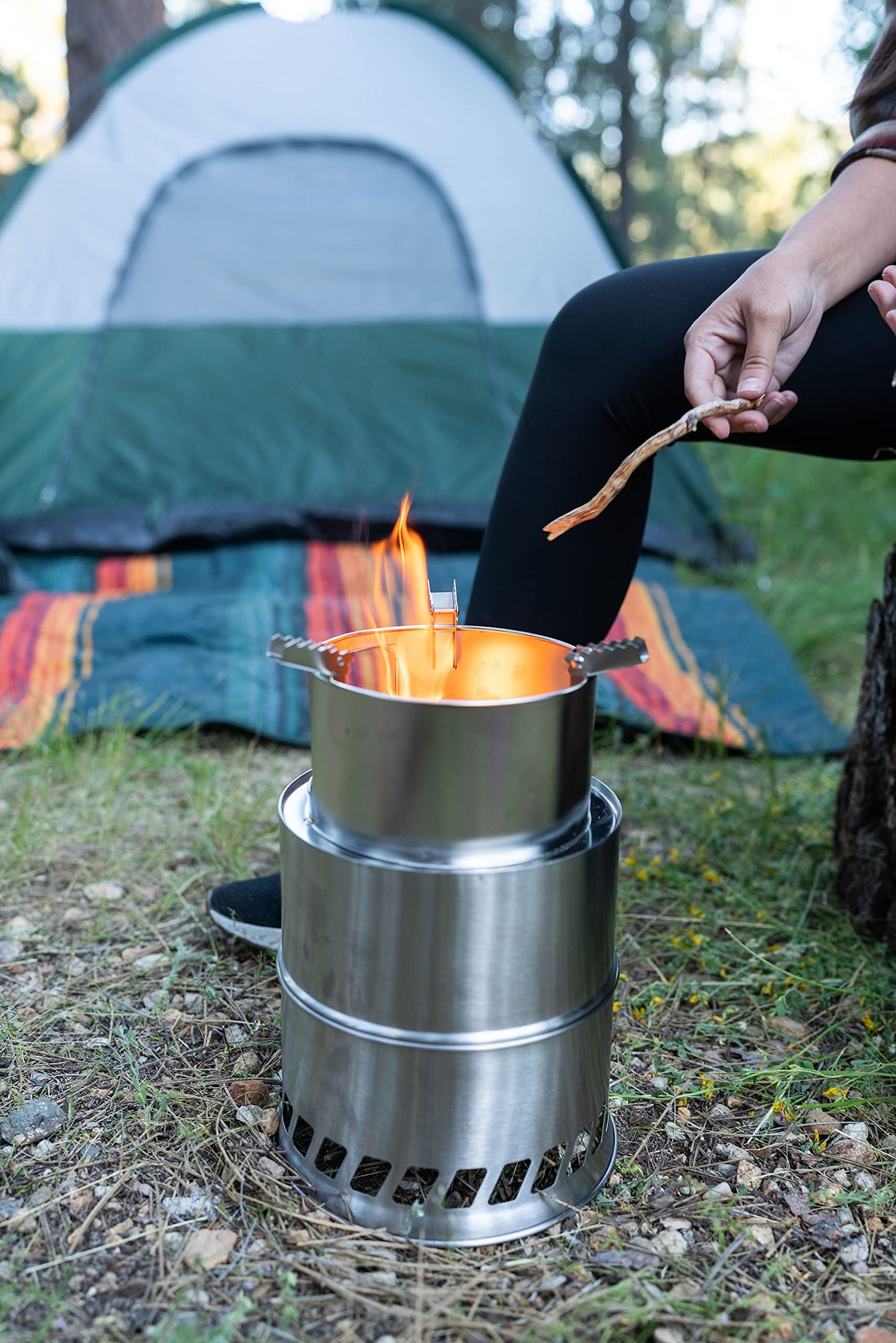 Stainless Steel Wood Burning Stove Extra Large - Portable Camping Backpacking Hiking - Picnic BBQ
