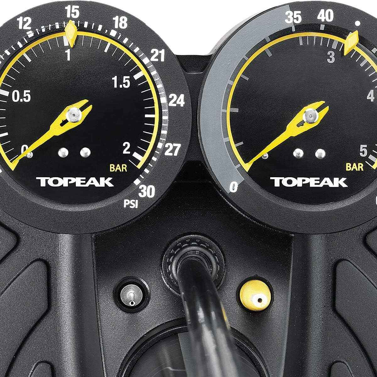 Topeak JoeBlow Dualie Floor Pump - Dual Head Design for Presta & Schrader Valves