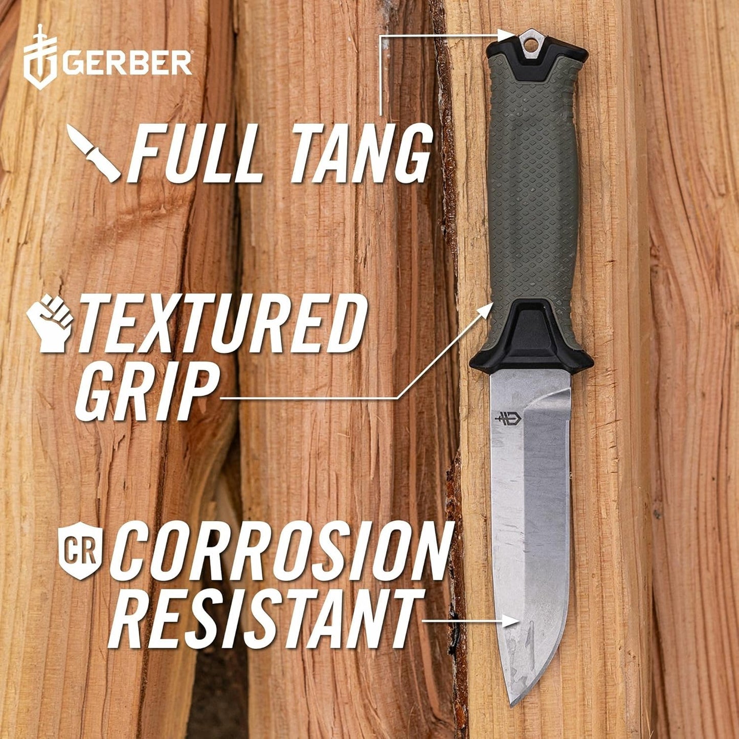 Gerber Gear StrongArm Knife - Fixed Blade - Tactical Knife for Survival Gear - Full Tang, 420HC Steel Blade - Camping Survival Knife - Made in USA - Plain edge, Coyote Brown