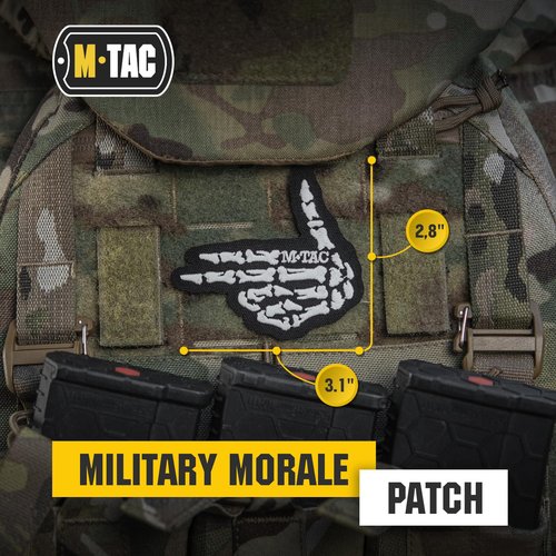 M-Tac Morale Patches - Embroidery Skeleton Hand - Skull Ghost Skeleton Finger - Morale Badge for Tactical Military Army Gear with Hook Fastener (Shooter)