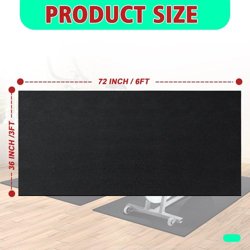 Peloton Bike Mat | 6mm Thickness, 36" x 72" Exercise Bike Mat/Treadmill Mat for Hardwood Floors or Carpet, Non-Slip Sweat-Proof Exercise Equipment Mat for Bike Trainer/Stationary Spin Bike