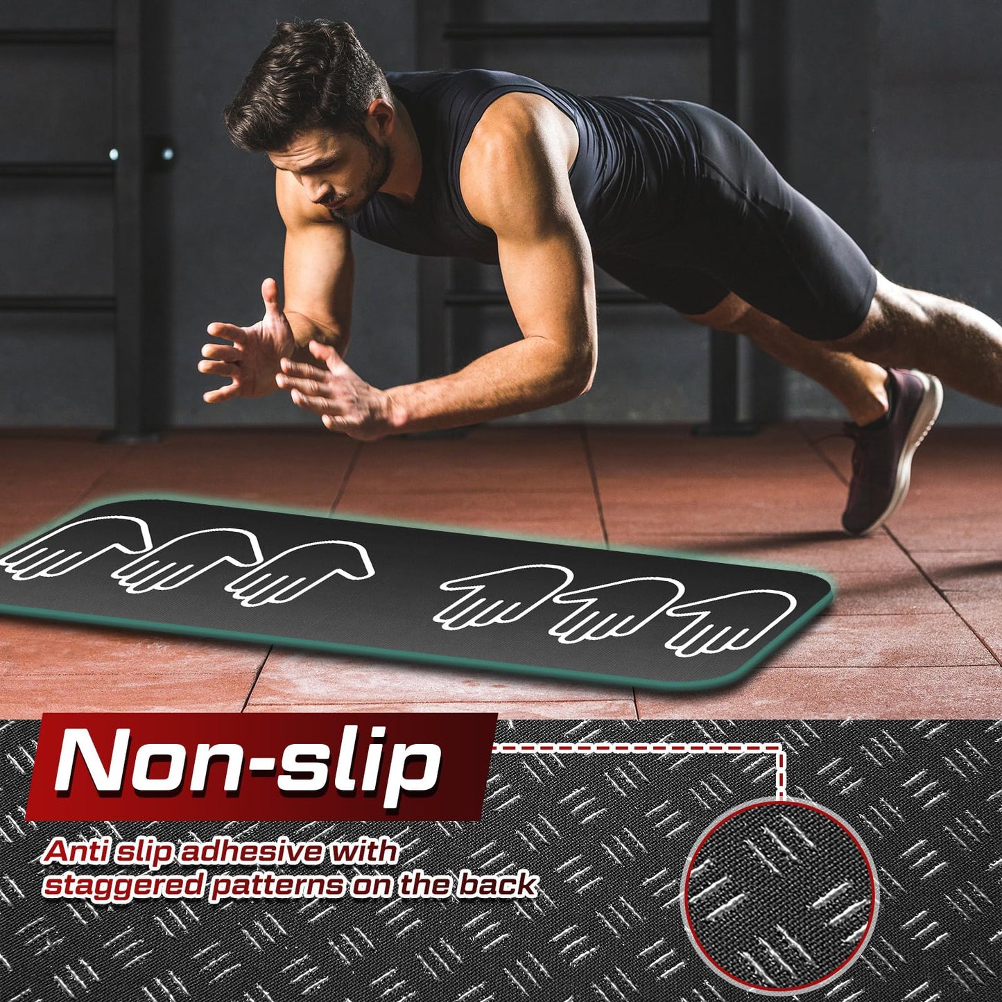 15 mm Fitness Workout Push up Rollers Sit up Training Exercise Mat with Hand Placement Marks to Train Muscle Groups 31.5 x 13.8 Inch Non Slip Portable Pad Home Workout Equipment, Gift for Men