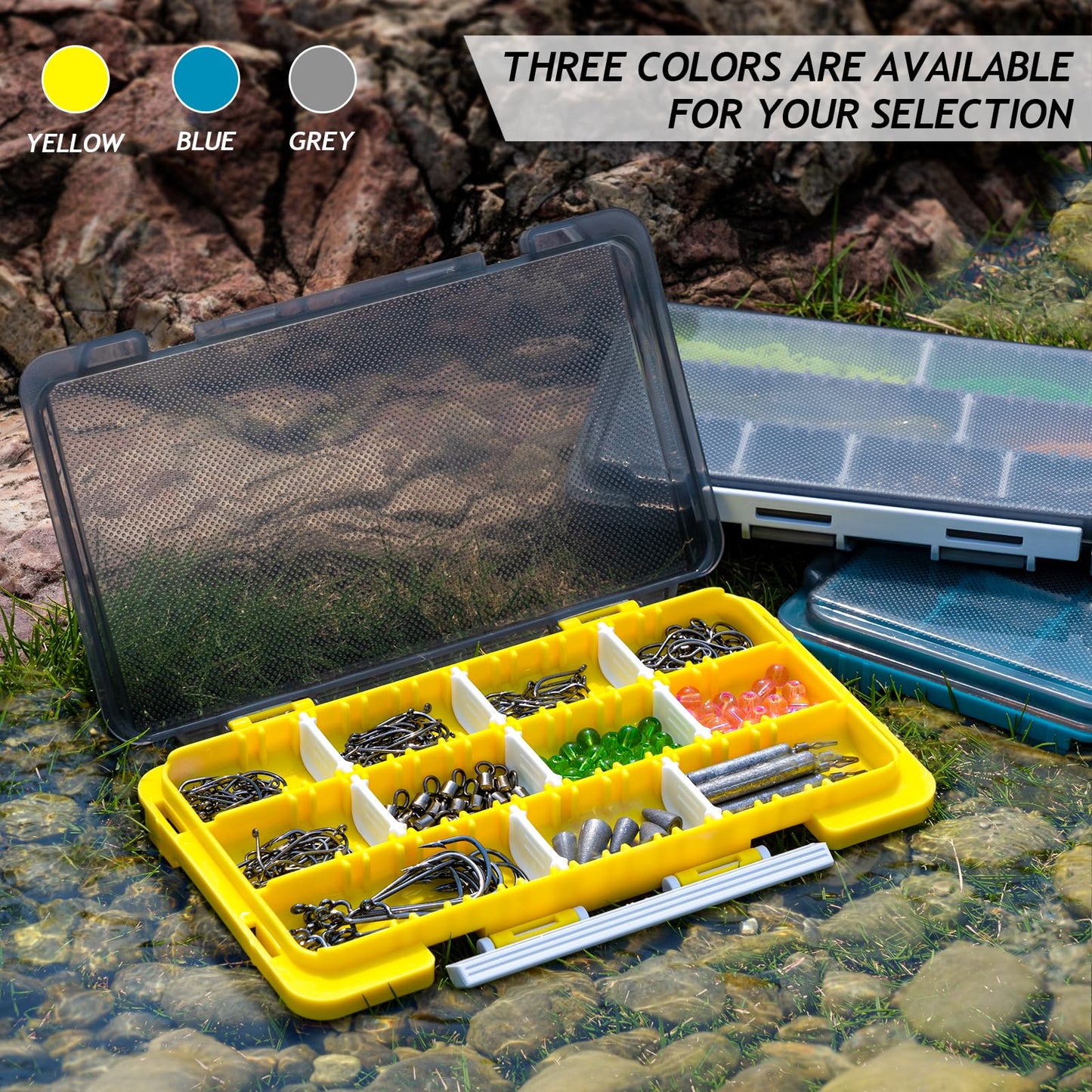 QualyQualy Fishing Tackle Box, Small Tackle Box Organizer with Removeable Diveders, 2 in 1 Mini Fishing Hook Organizer, Plastic Storage Fly Box