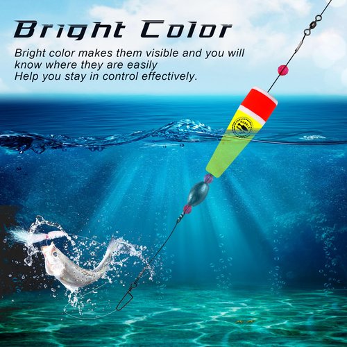 BUBBLE FISHING Fishing Floats Rigs Popping Corks for Saltwater Rattle Weighted Bobbers Fishing Tackle (4pcs, 5 in, Yellow)
