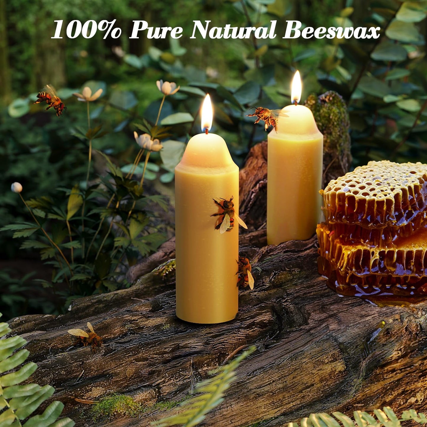 15-Hour Natural Pure Beeswax Candles for Candle Lanterns, Long Lasting Burning Candles Bulk for Camping, Emergency, Survival Emergency Preparedness (10)