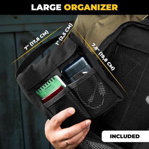 M-Tac 10L Tactical Sling Backpack - Crossbody Medical Sling EMS Bag EDC with Loop Panel for Concealed Carry - Travel, Fishing, Hiking Backpack (Black)