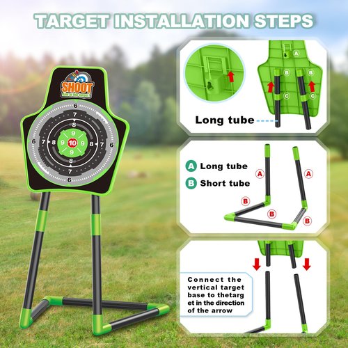 SpringFlower Bow and Arrow Toys for Kids, Archery Set Includes Super Bow with LED Lights, 10 Suction Cups Arrows,Archery Set with Standing Target and 3 Target Cans for Boys and Girls