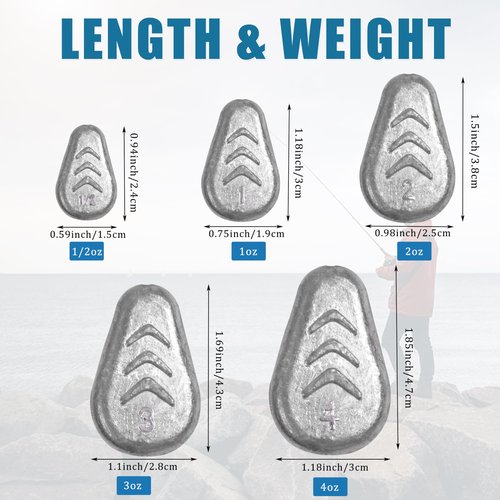 No Roll Sinker Fishing Weights No Snag Flat Inline Sinker Weights Slip Sinkers Weights for Surf Fishing Catfish Rigs Saltwater Freshwater (10pcs 1oz)