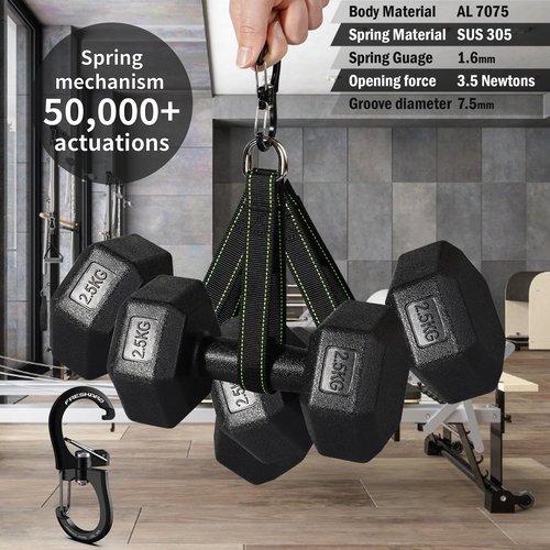 FresKaro 1kN Swivel Carabiner Clip, Heavy Duty Double-Ended Wire gate Carbineers, Small Non Locking Carabiners for Keys, Keychain, Hiking, Camping, Golf Bag, Water Bottle, Backpacking, Black, 5pcs